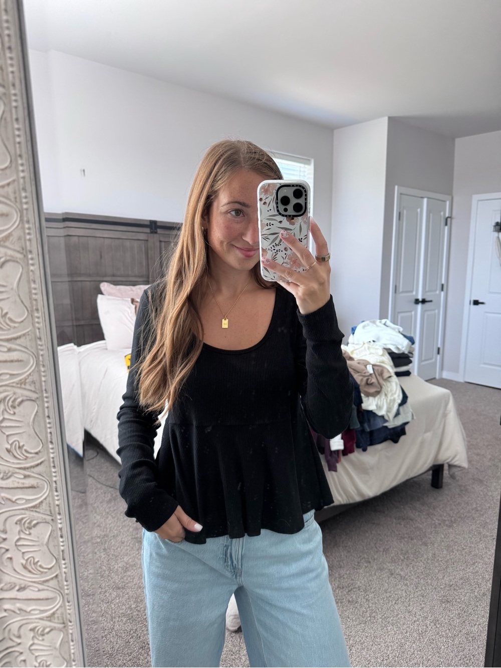 American Eagle — Scoop Neck Peplum Top